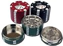 Poker Chip 3 peice Herb Grinder w/ Pollen Screen.Plus FREE Pack of 10 med. size .750 Brass Screens.