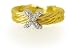 Jewelry : 18K Yellow Gold Double-Strand Wire Ring, Enhanced with 'X'-Shaped Pave Set Diamonds.