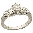 14K White Gold Diamond Engagement Ring (Center stone is not included)