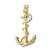 Polished Finish 14Kt. Yellow Gold, Designer Style 24 mm X 15 mm Anchor Charm Pendant