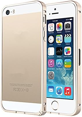 iphone5/5S Case NewRice Ultra Thin High-strength Aluminum Metal Bumper Case with Buttons for Apple iPhone 5 / 5S (Gold)
