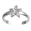 Sterling Silver Fashion Toe Ring - Star with Clear CZ - 2mm Band Width