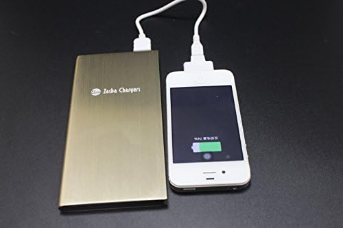 Valentine's Day Sale!! Portable Charger Premium Zasba Grand 10,000mAh, No More Losing Charge Ever Again! Keep In Touch Wherever You Are! Ultra Thin Brushed Metal Battery Charger with Dual USB Ports, Very Rapid Charging, High Capacity, Li-Polymer Battery, Charges All Iphones and Samsungs, All Smartphones, Tablets, Digital Cameras, Xbox, Playstation, etc. (Gold)