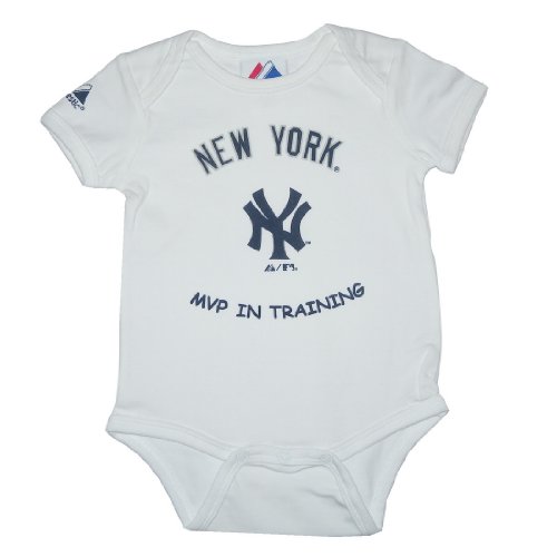 New York Yankees MLB Baby / Infant Short Sleeve One-Piece Bodysuit / Romper / Onesie - White