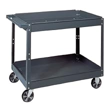 Edsal SC2024 Industrial Gray Commercial Service Cart, Steel, 500lbs Capacity, 24" Width x 32" Height x 36" Depth, 3 Shelves