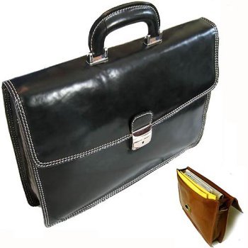 Floto Milano Black Briefcase Attache Laptop Case