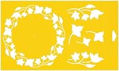 30cm x 17.5cm Reusable Flexible Plastic Stencil for Cake Design Decorating Wall Home Furniture Fabric Canvas Decorations Airbrush Drawing Drafting Template - Garland Wreath Circular Ornament Flower Flowers Leaves Leaf
