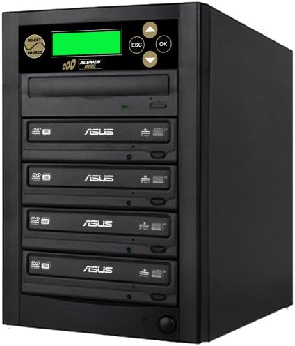 Acumen Disc 1 to 4 Target Discs DVD CD Duplicator Machine with 24x Writers Burners Drives (Standalone Audio Video Copy Duplication Device Unit)