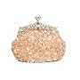 Champagne cream beaded and sequinned evening handbag