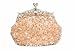 Champagne cream beaded and sequinned evening handbag