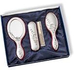 ONE-OF-A-KIND, MAJESTIC, STERLING SILVER LADIES' 3-PIECE HAIR SET (MIRROR + 2 BRUSHES). Made in ITALY