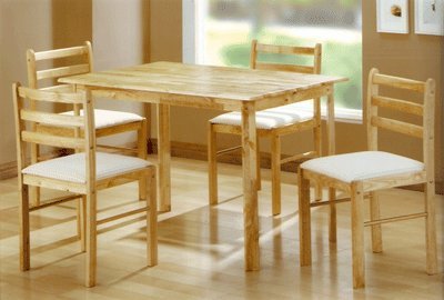 5-PC Wooden Dinette Set-1 Table + 4 Chairs