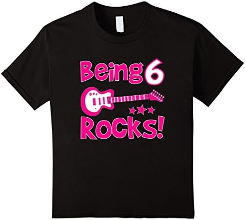 Kids 6th Birthday Gift Tee Shirt For Girls - Being 6 Rocks! 8 Black