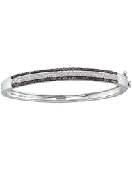 1.42ctw 5.8mm (2/9") Black Diamond Fashion Bangle 14K White Gold