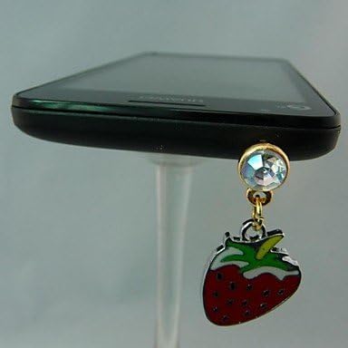 Fashion Red Strawberries Shape Alloy Inlay Diamond Drops of Glaze Dust Plug ( Color : Red )