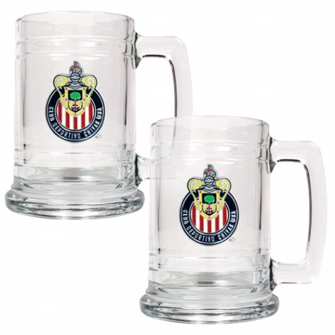 Club Deportivo Chivas Usa 2-Piece 15 Ounce Glass Tankard Set  (Primary Team Logo)