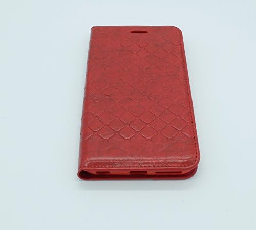 iPhone 6 Case, Wallet PU Leather Case Flip Cover Case Built-in Card Slots & Stand (rhomb red)