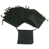 20 Black Velvet Pocket Watch & Jewelry Drawstring Gift Pouches 3