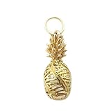 Aloha Hawaii Pineapple Pendant in Two-Tone 14K Gold