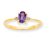 10k Polished Geniune Diamond & Rhodolite Garnet Birthstone Ring