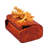 Hand-carved Burl Wood Crouching Dragon Treasure / Storage Box (Thailand)