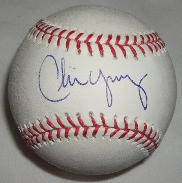 Chris Young Autographed Official Major League Baseball W/PROOF, Picture of Chris Signing For Us, San Diego Padres, New York Mets