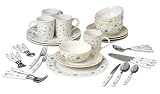Pfaltzgraff Melissa 36-Piece Dinnerware/Flatware Place Setting, Service for 5