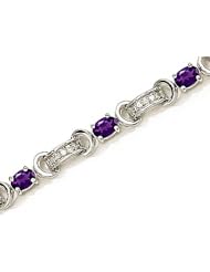 14kt Yellow Gold Oval Amethyst and Diamond Bracelet