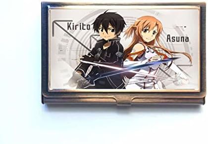 Sword Art Online Kirito and Asuna Custom Bronze Business Name Card Case,Stainless Steel box holder