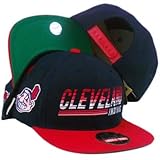 SNAPBACK HAT CAP CLEVELAND INDIANS AMERICAN NEEDLE FLAT BILL BLUE WOOL VINTAGE