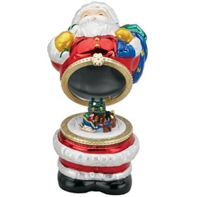 Mr. Christmas 4 1/2-Inch Mini Porcelain Music Box, Metallic Finish -- Santa
