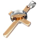 Copper Colored Cross Stainless Steel Pendant with Ring