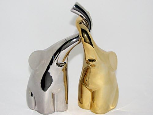 Cute Love Elephant Figurine Gold/Silver set