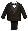 Boys 5-pc Tuxedo Set Deluxe Double-breasted Jacket, Slacks, Formal Shirt, Bowtie & Vest Infants & Toddlers