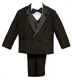 Boys 5-pc Tuxedo Set Deluxe Double-breasted Jacket, Slacks, Formal Shirt, Bowtie & Vest Infants & Toddlers