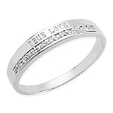 True Love Diamond Cubic Zirconia Platinum Overlay Sterling Silver Band Ring - Women