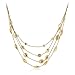14k Gold Plated 4-Strand Matte & Shiny Bead Necklace- 17 IN + 3 IN