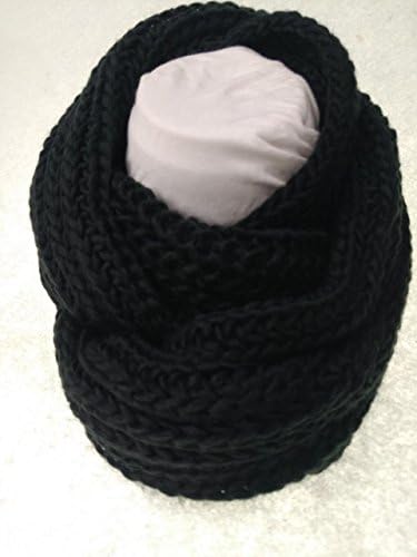 [SHick]Thick Knitted Winter Warm Infinity Scarf (black)