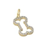 Bark Avenue Jewelers- Diamond Bone Outline Pendant 14 Karat Yellow Gold 0.33cttw.