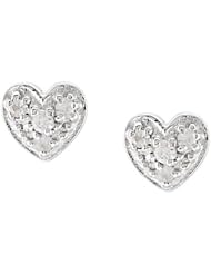 Heart Figure Round Shape Sapphire Earrings in Sterling Silver - Post with Backs