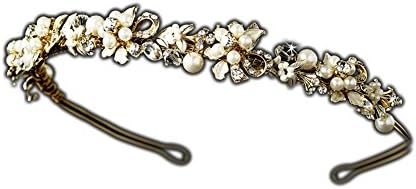 Flower Leaf Garden Pearl Rhinestone Wedding Bridal Headband Tiara