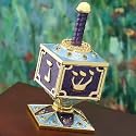DREIDEL ON STAND - COLORED DREIDEL WITH STAND - driedel