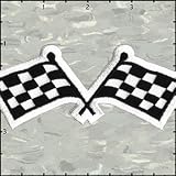 Checkered Racing Flag Car Embroidered Iron On Badge Applique Patch FD - 4.5 INCH