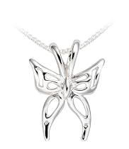 Sterling Silver Butterfly Pendant, 18"