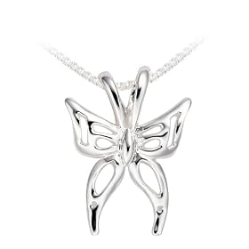 Sterling Silver Butterfly Pendant, 18" from amazon.com