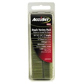 AccuSet A809809 Variety Pack 1/4-Inch Crown 18 Gauge Galvanized Staples