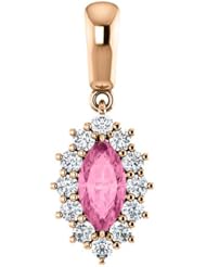 18K Rose Gold 8.00x4.00mm Marquise Cut Pink Sapphire and Diamond Pendant -- LIFETIME WARRANTY