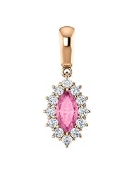 10K Rose Gold 8.00x4.00mm Marquise Cut Chatham Created Pink Sapphire and Diamond Pendant -- LIFETIME WARRANTY