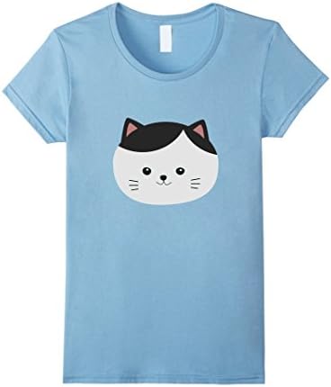 Women's Cat with white fur and black hair -  Wild and Animal T-Shirt Medium Baby Blue