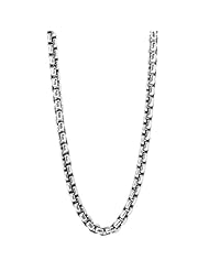 925 Silver Oxidized Puff Chain-2.4mm 18 , 20 or 24 IN